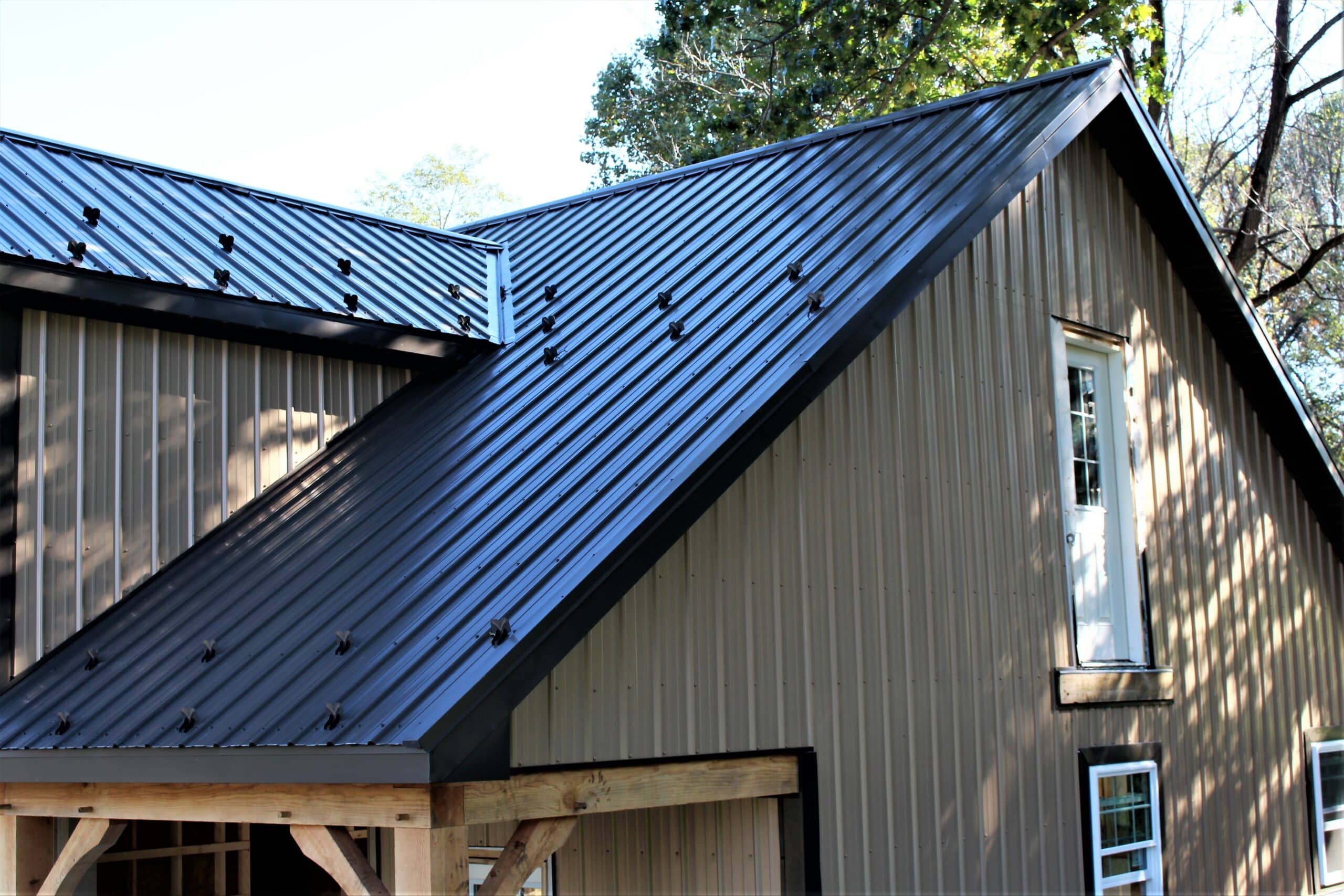 a photo of a building with metal roofing panels installed and supplied by Wagler Steel