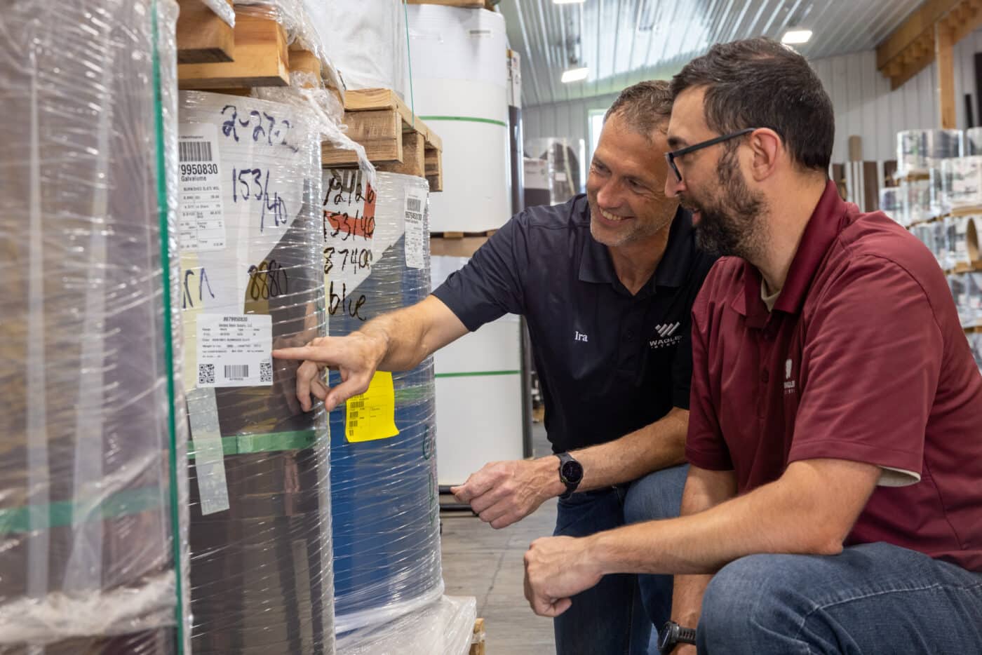 owners cliff and ira wagler inspect steel coils