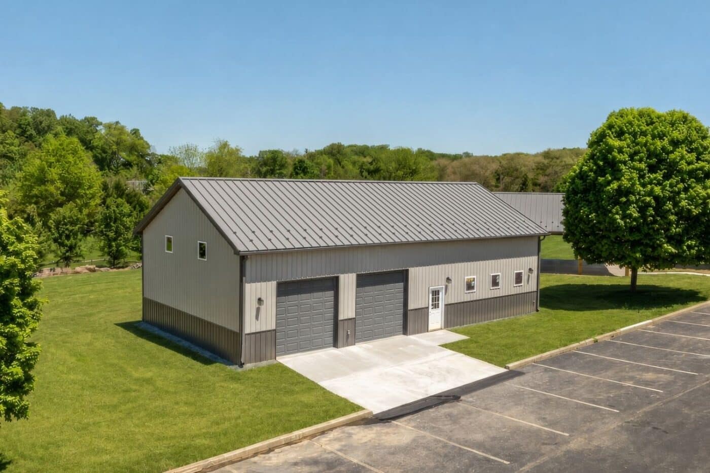 ash gray double car metal garage in landenberg PA
